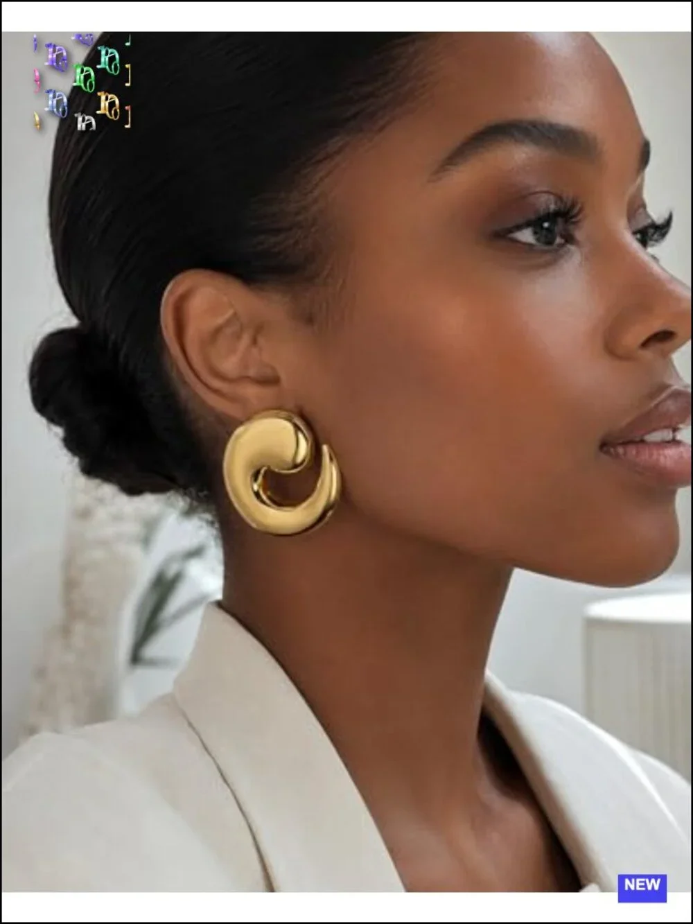 Chunky Gold Spiral Drop Dangle Earrings for Women